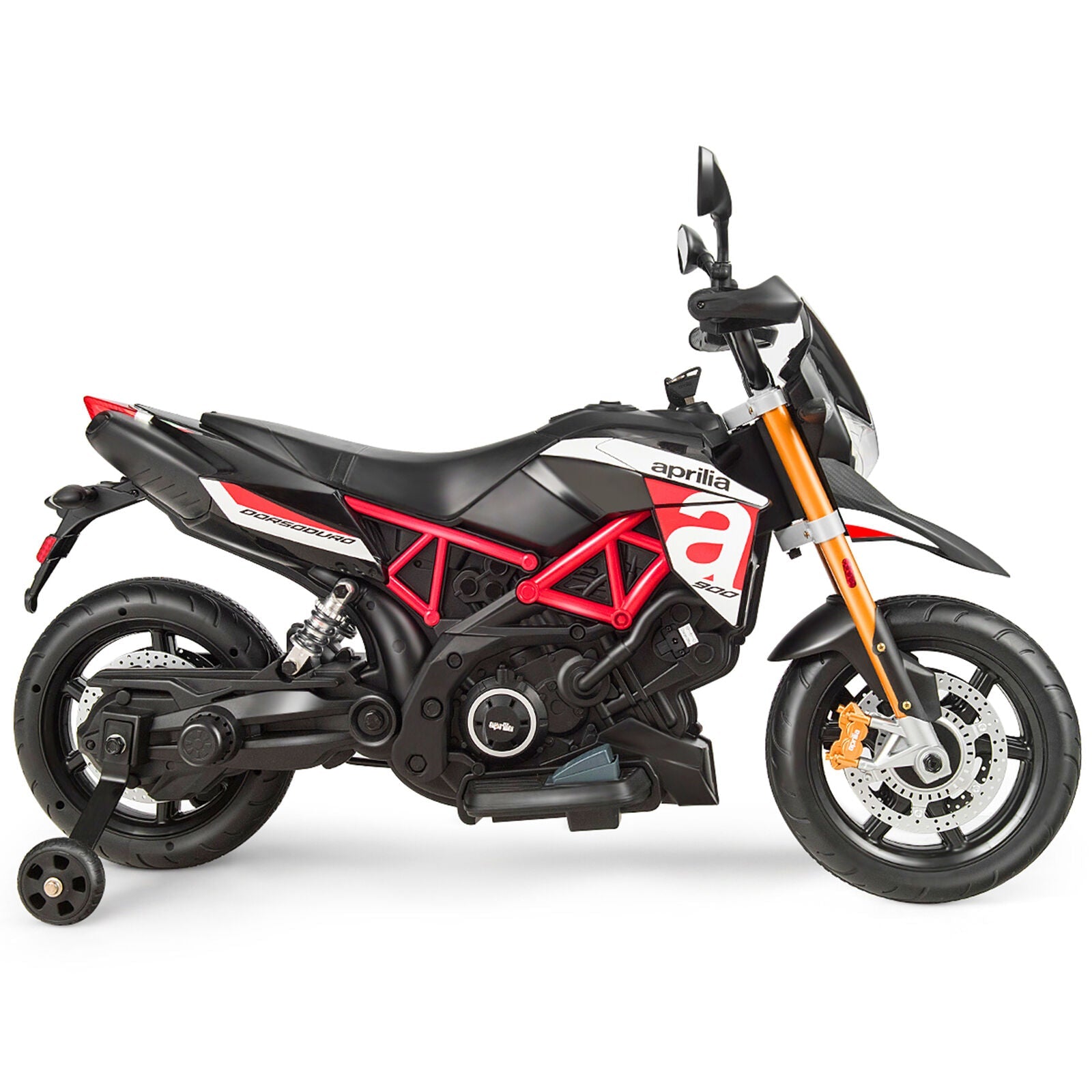 Red 12V Licensed Kids Ride On Motorcycle with Headlight and Training Wheel