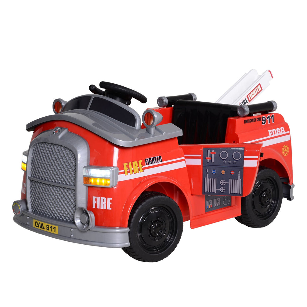 Interactive 6v Electric Fire Truck for Kids with Remote Control and Music
