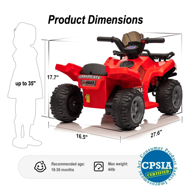 Red 6V Electric Four-Wheeler Ride on Toy for Toddlers - Perfect for Little Adventurers!