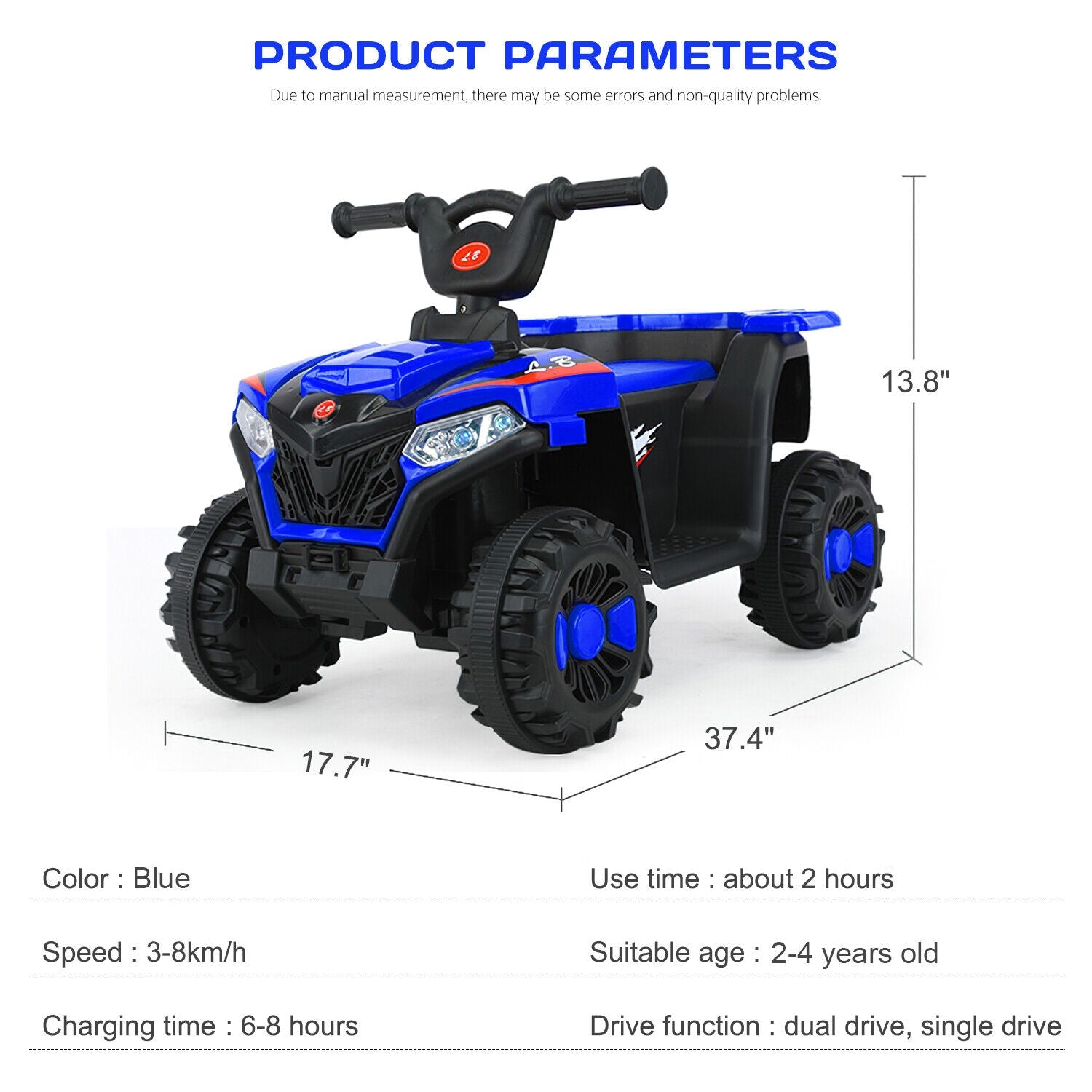 Electric ATV Ride-On Car with MP3 Player and LED Lights - 6V Battery Powered, 4-Wheeled Beach Cruiser