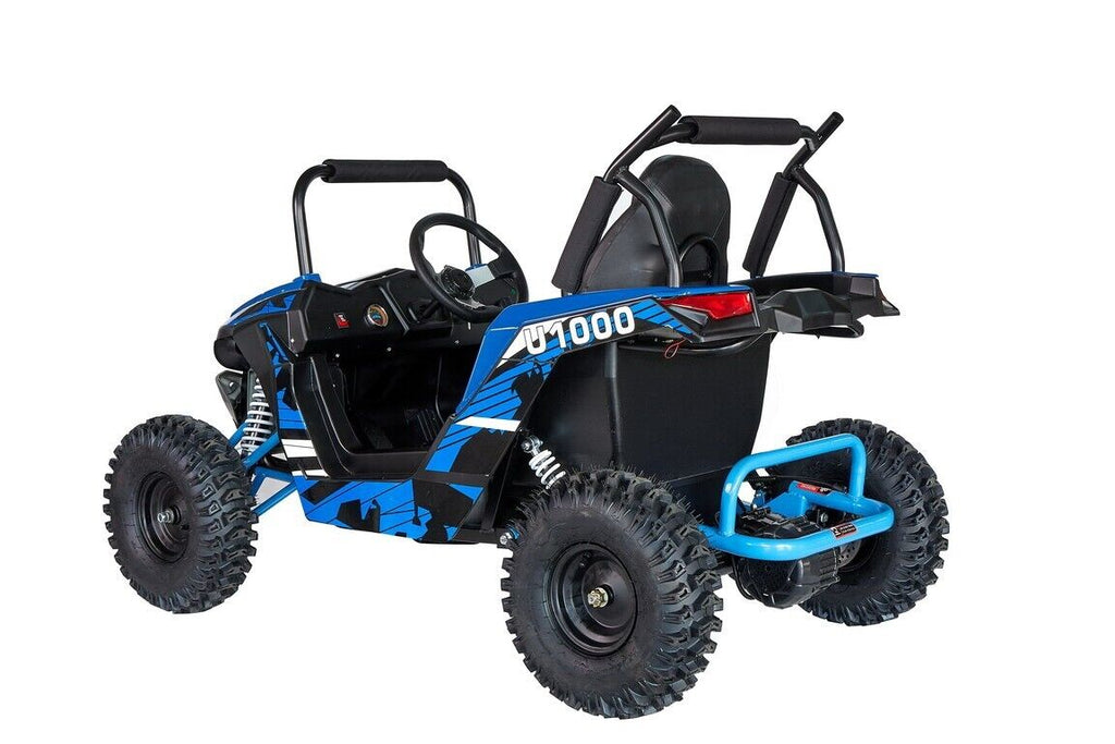 Blue 48V 1000W UTV Children's Electric Three Speed Single Seat Brushless Roll Cage