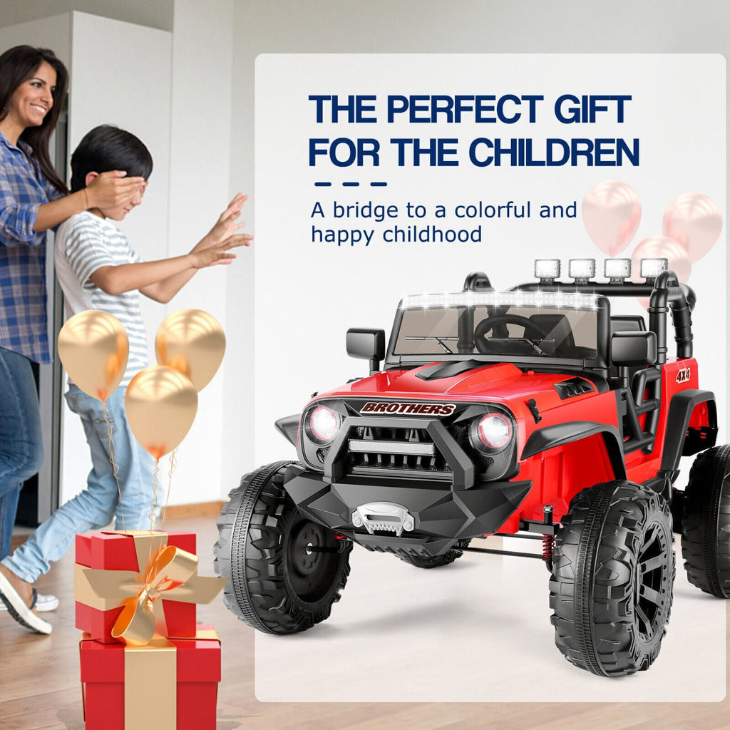 Electric 2-Seater Kids Jeep with LED Lights and 400W Motor - 24V Ride-On Truck Car
