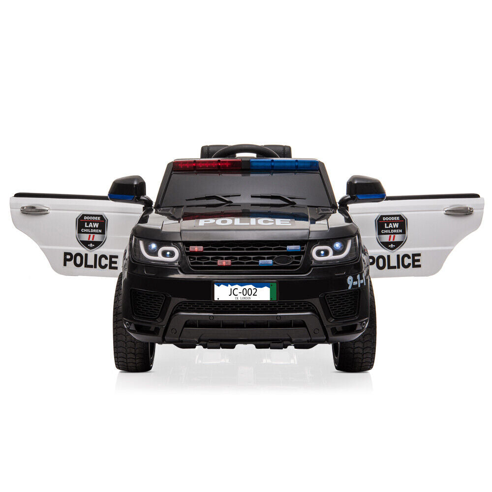 12V Children's Police Ride-On Vehicle Electric Cars with 2.4G Remote Control and LED Flashing Lights U1
