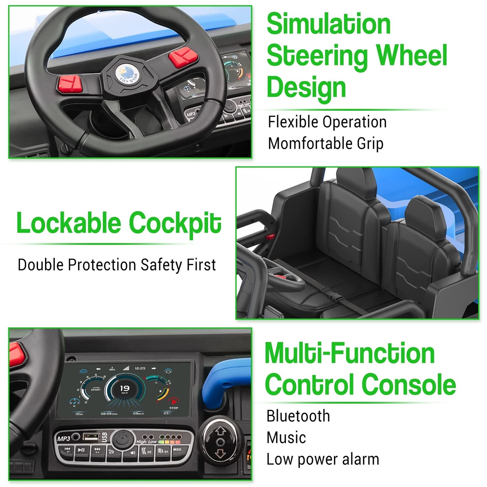 Electric 3-Speed Kids Ride-On Truck with Remote Control - Perfect Gift for US Children (24V)