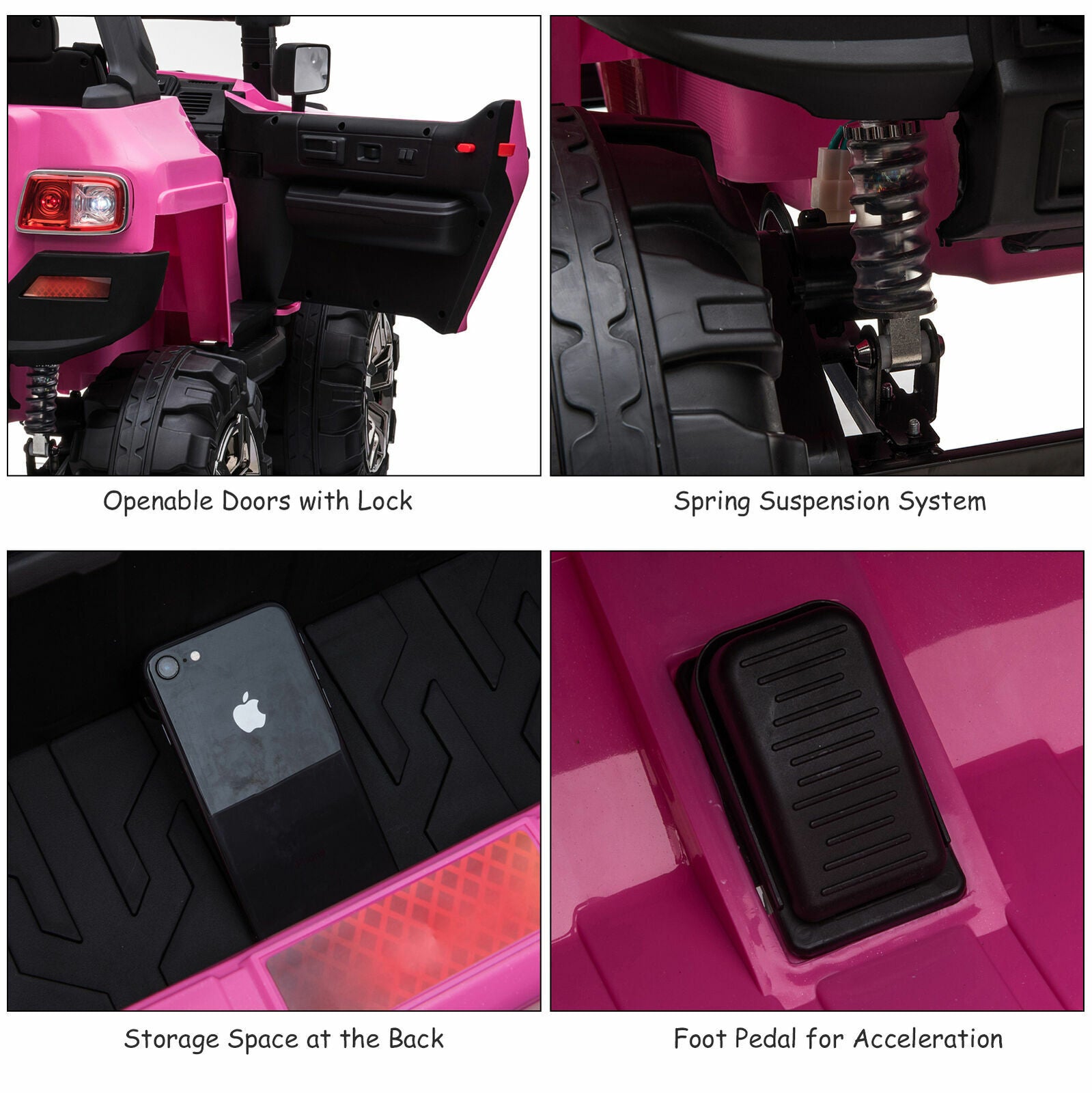 2-Seater Pink SUV Truck Ride On Car with Parental Remote Control - 12V Battery Powered