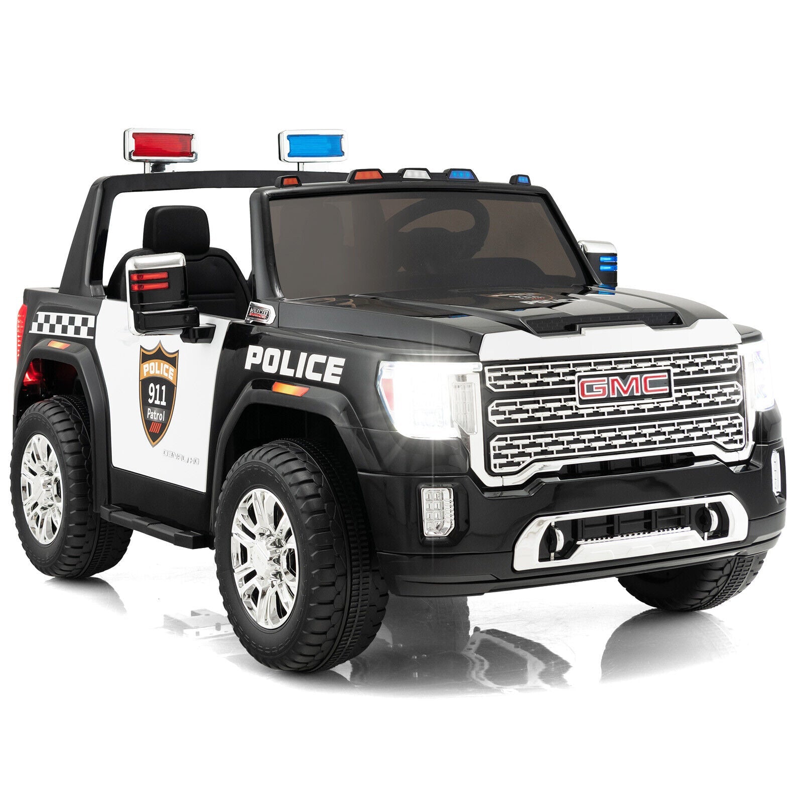 2-Seater Electric Police Car for Kids with Dual Control Modes - 12V Ride On Toy