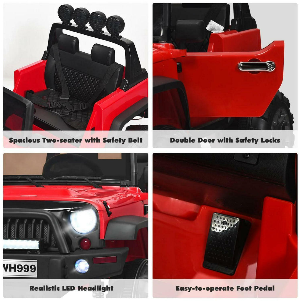 2-Seater Battery-Powered Jeep Car for Kids with Parental Remote Control - Red