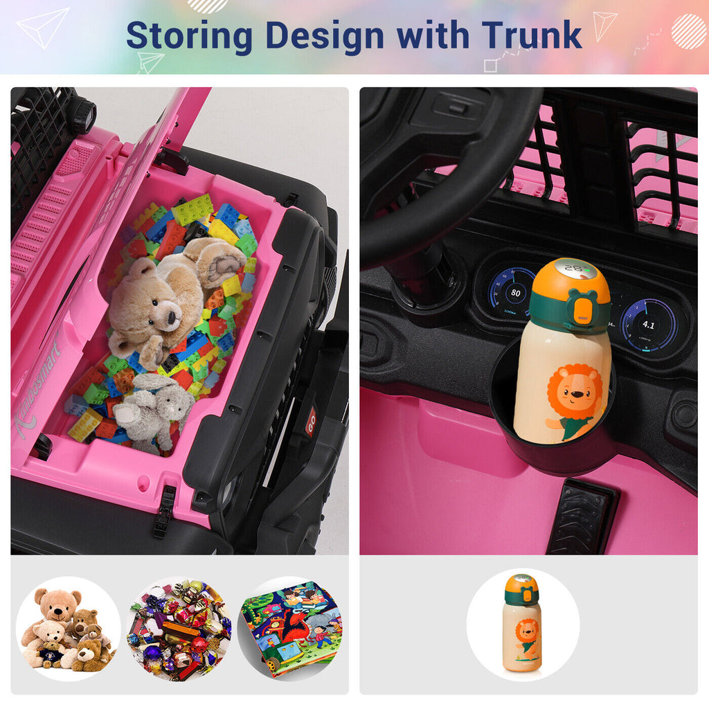 Kimbosmart 24V 4WD Children's Electric Ride-On Truck with Remote Control and Battery Level Alert