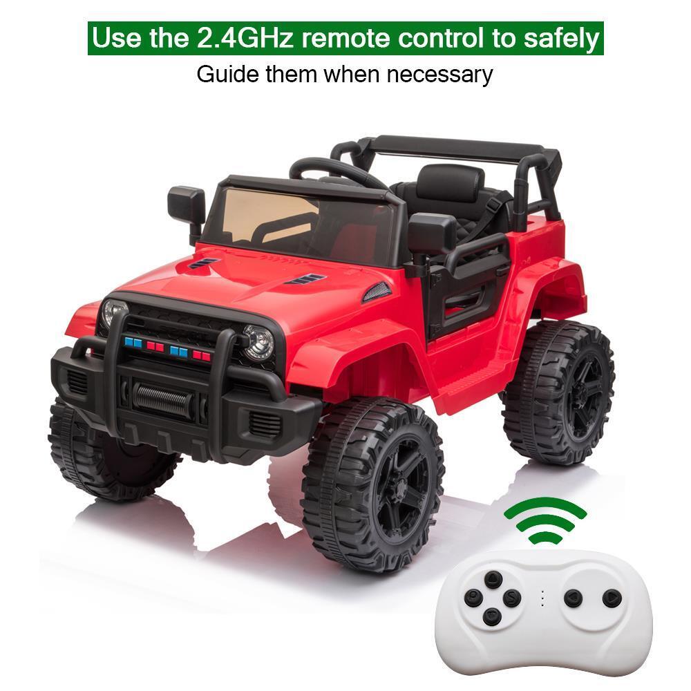 Electric 12V Red Kids Ride-On Truck with 2.4G Remote Control and 3 Speed Modes