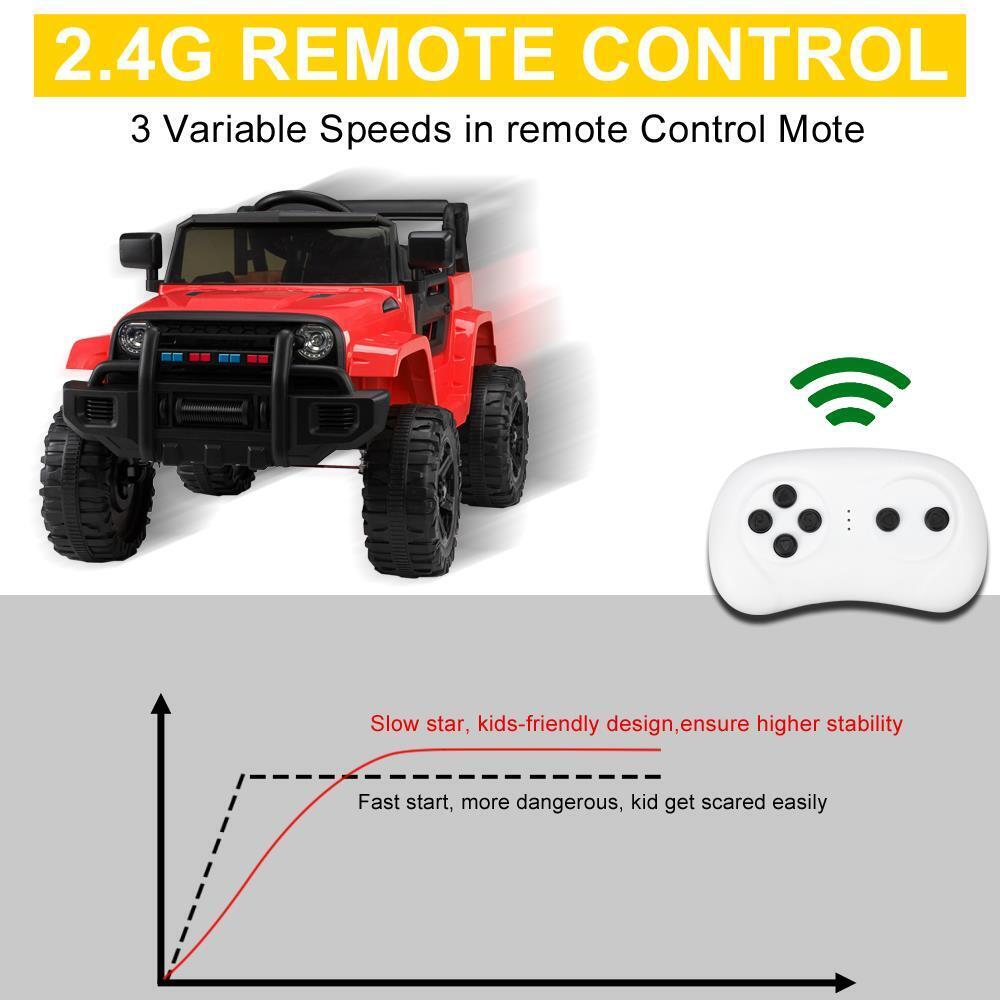 Electric 12V Red Kids Ride-On Truck with 2.4G Remote Control and 3 Speed Modes