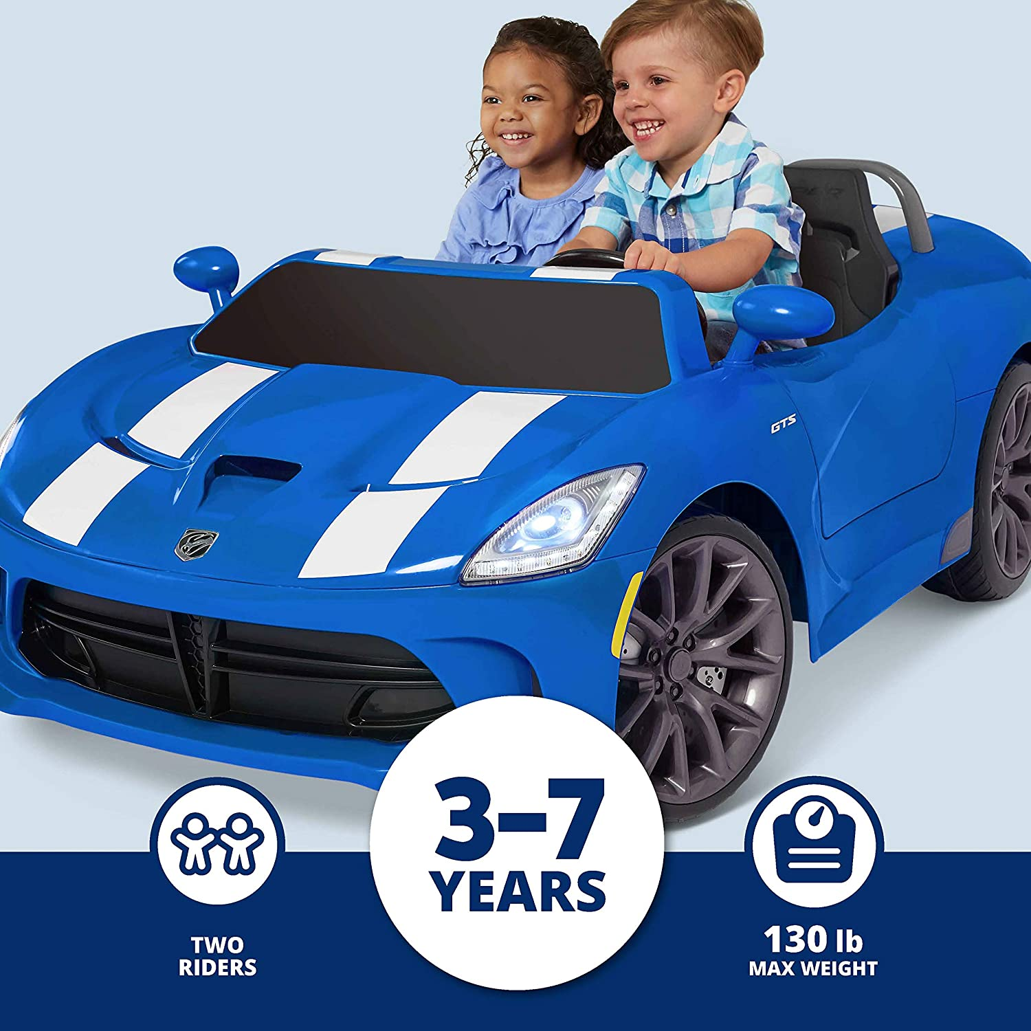 Kid Trax Dodge Viper SRT Convertible Toddler Ride-on Car, Suitable for Children aged 3 to 7 years