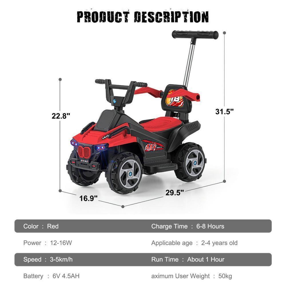 Electric ATV Ride-On Toy for Kids with LED Headlights - 4-Wheeler Quad Car