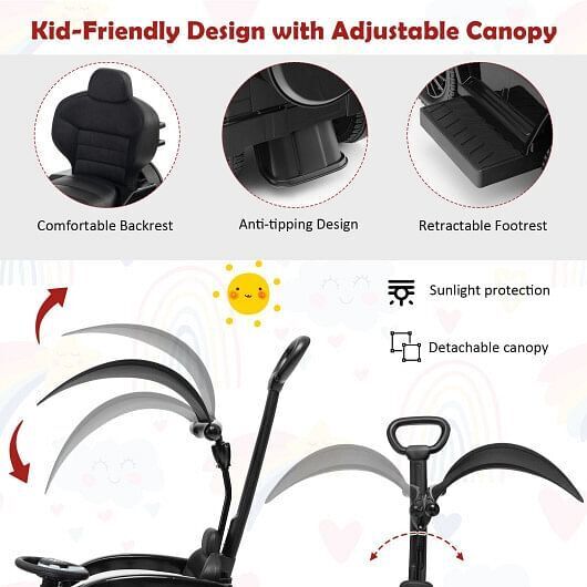Mercedes Benz G350 3-in-1 Push Car with Canopy - Stroller and Sliding Car Combo
