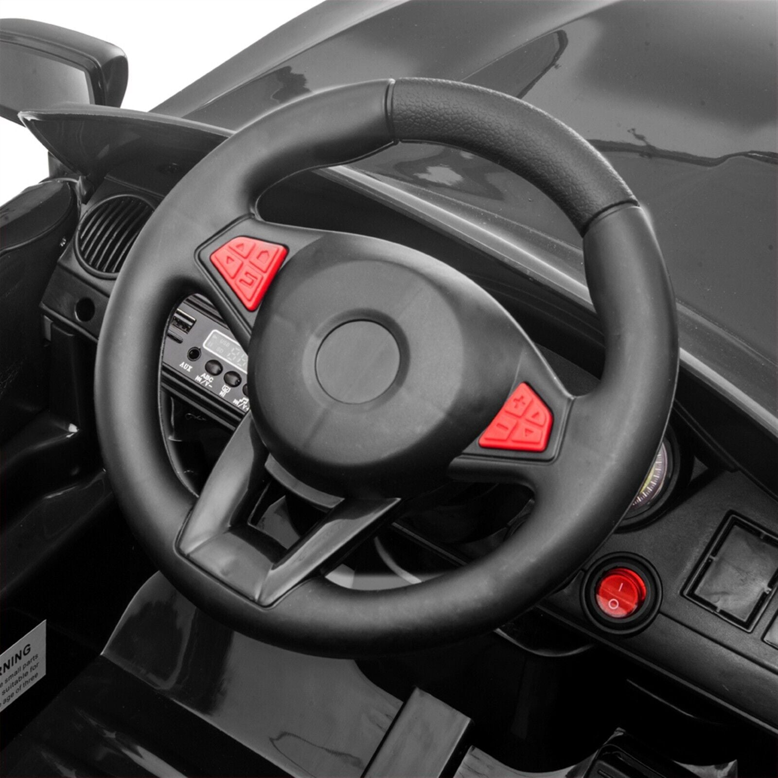 Electric Ride-On Car for Kids with Remote Control and LED Lights - Black
