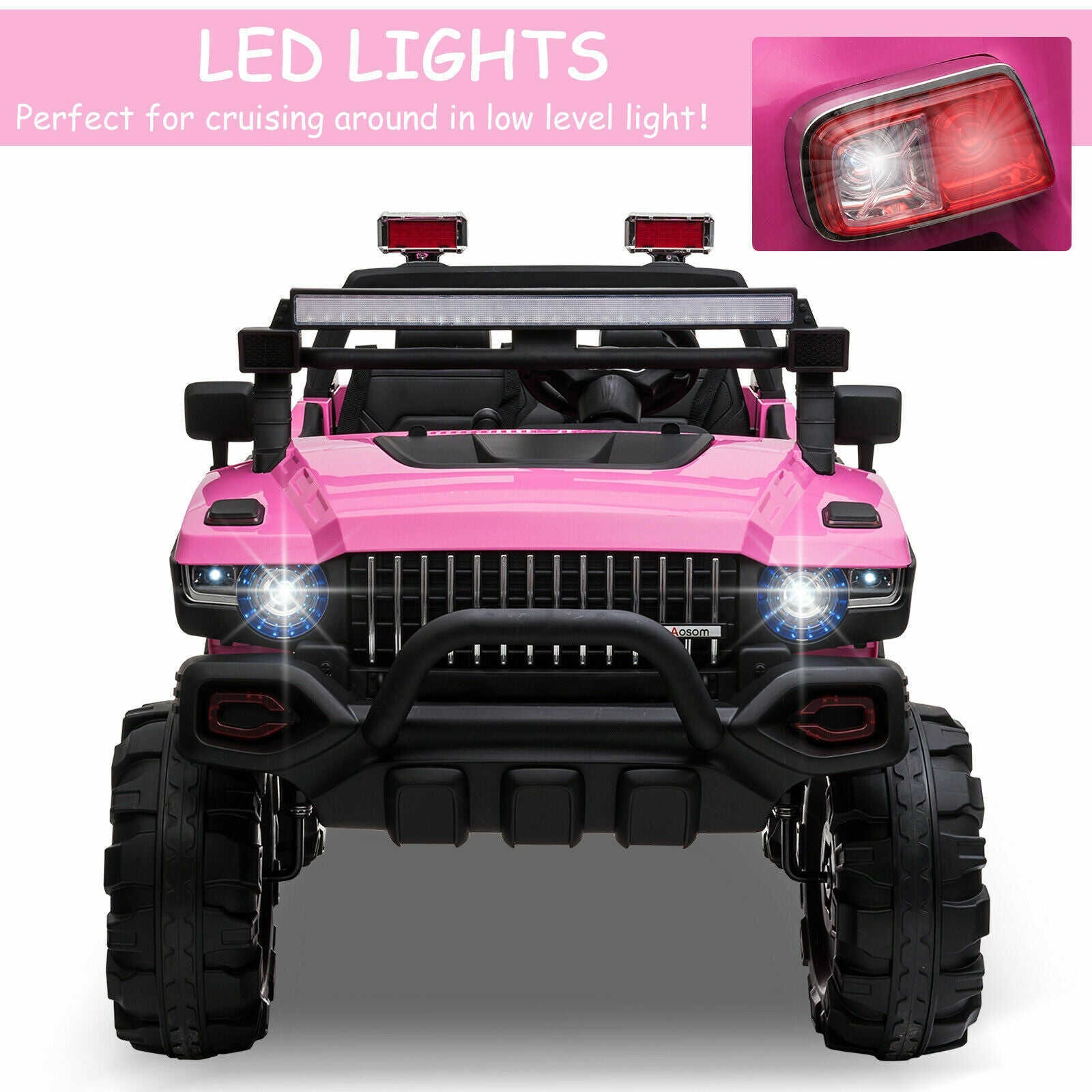 2-Seater Pink SUV Truck Ride On Car with Parental Remote Control - 12V Battery Powered