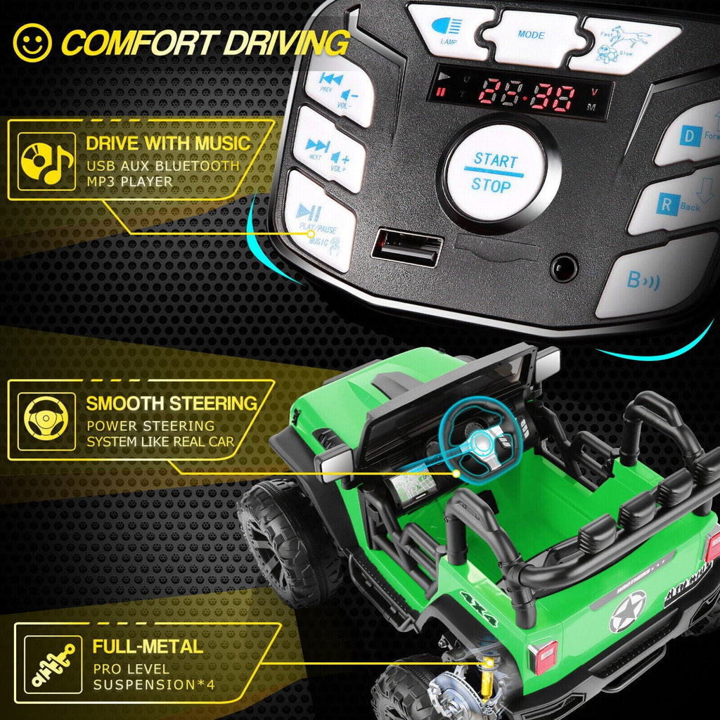 Electric 2-Seater Kids Jeep with LED Lights and 400W Motor - 24V Ride-On Truck Car