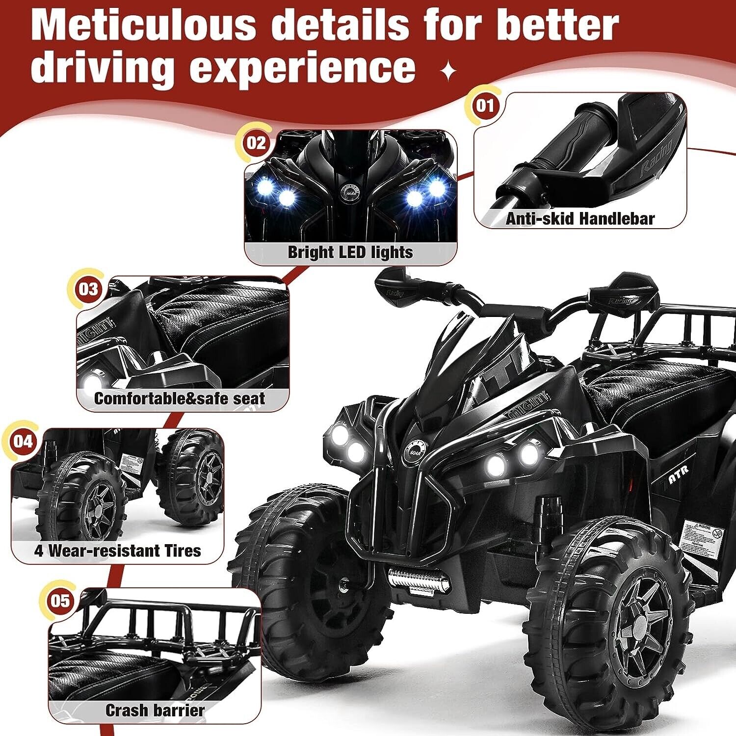 Electric ATV for Kids 3-7 Years Old - Perfect Gift for Children - Four-Wheeler Quad Bike for Boys and Girls