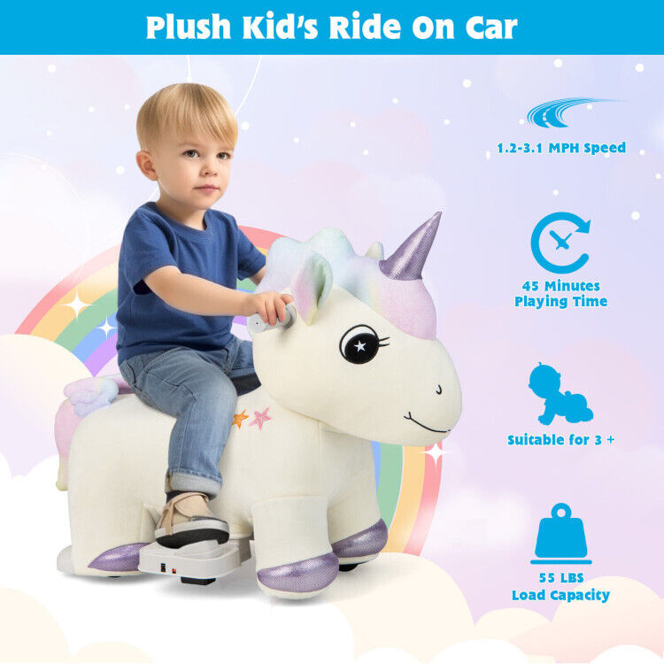 Magical 6V Electric Unicorn Car for 1-3 Year Old Girls with Music