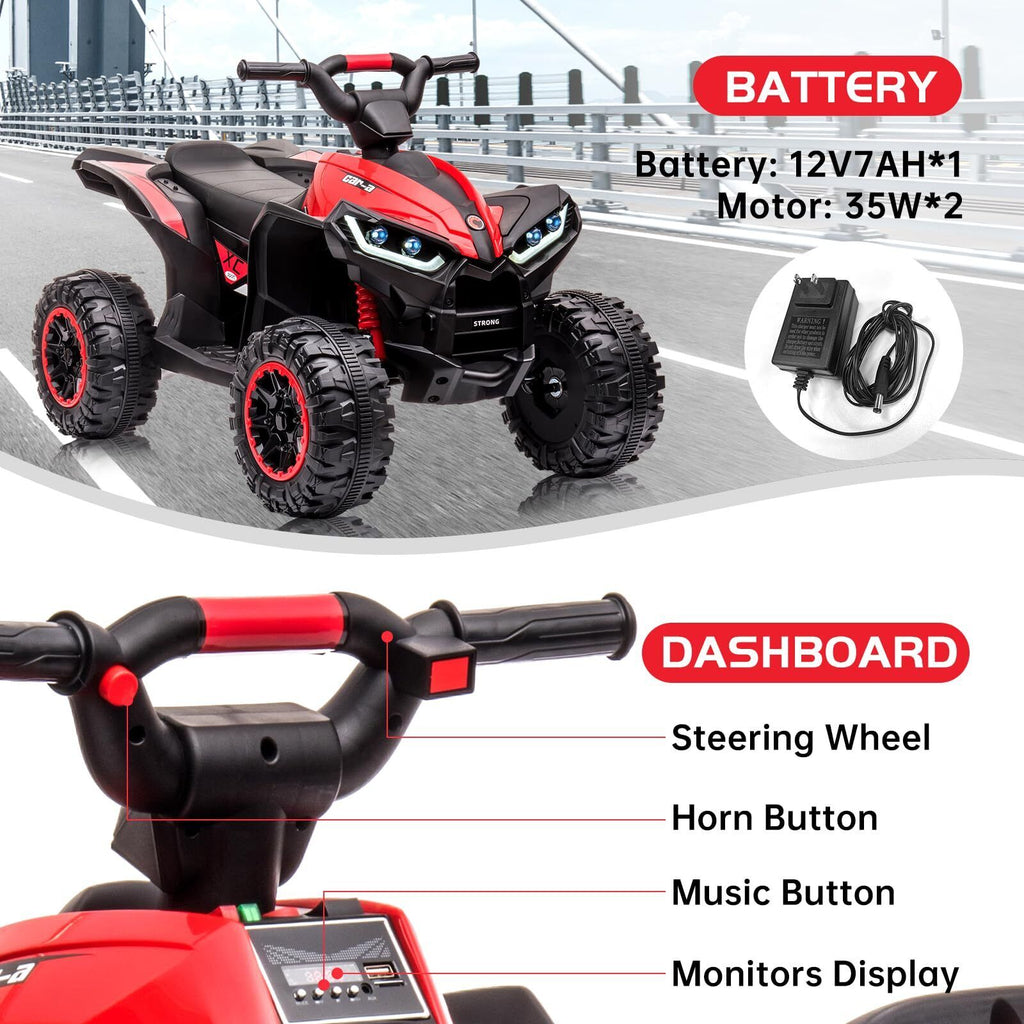 Rev Up the Fun with Our 12V Dual Drive Red Kids ATV Ride-On Car!