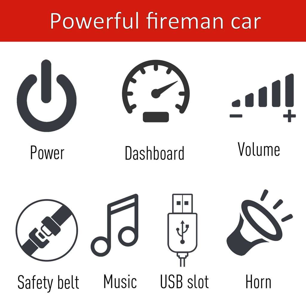 Interactive 6v Electric Fire Truck for Kids with Remote Control and Music