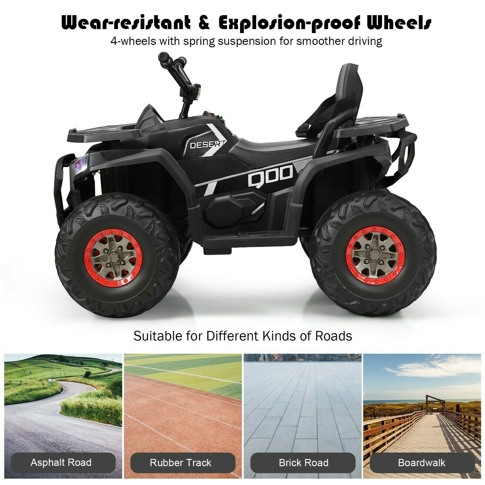 12 Volt Children's Electric Four-Wheeler ATV Quad with MP3 Player and LED Illumination