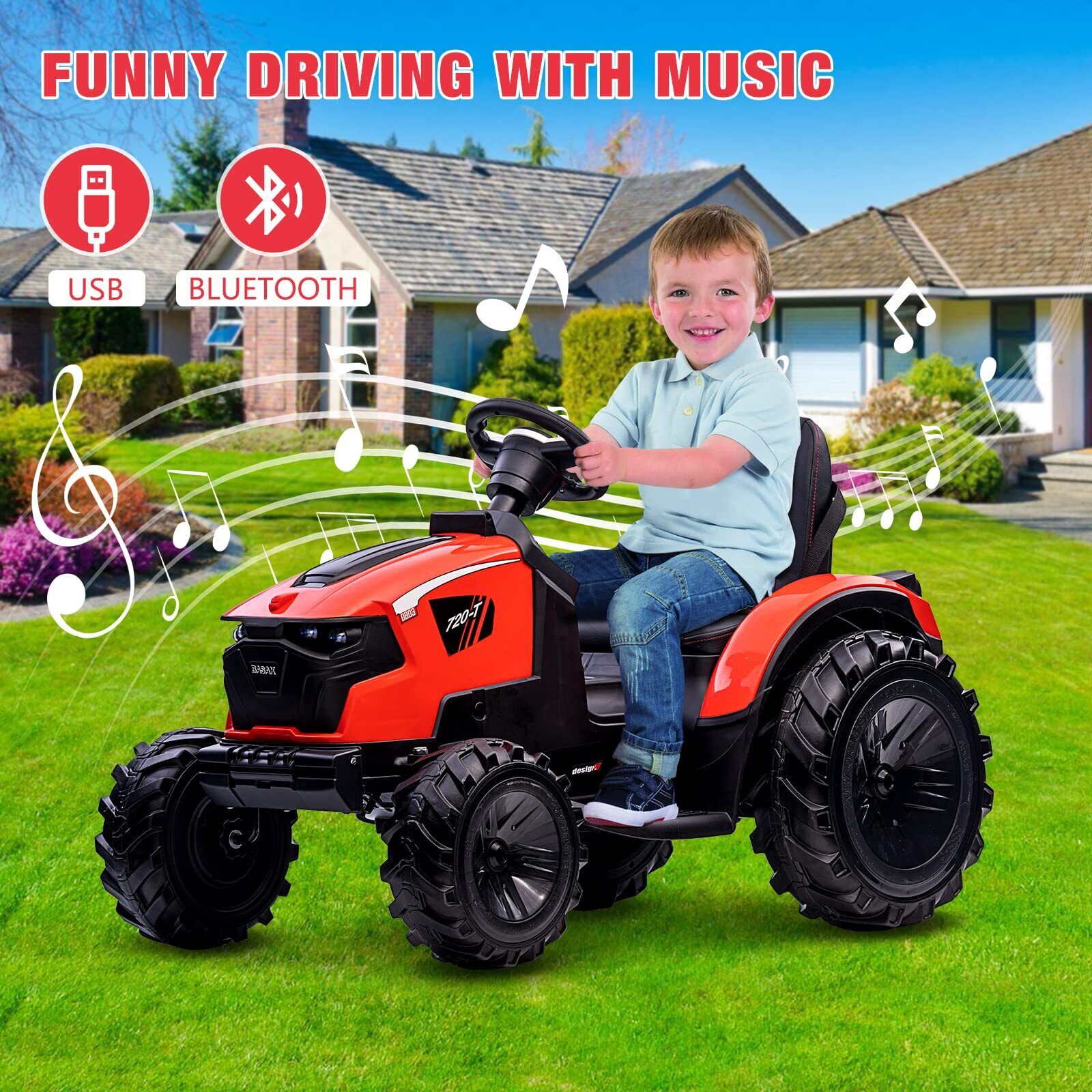 Electric Kids Ride on Tractor with Remote Control and LED Lights