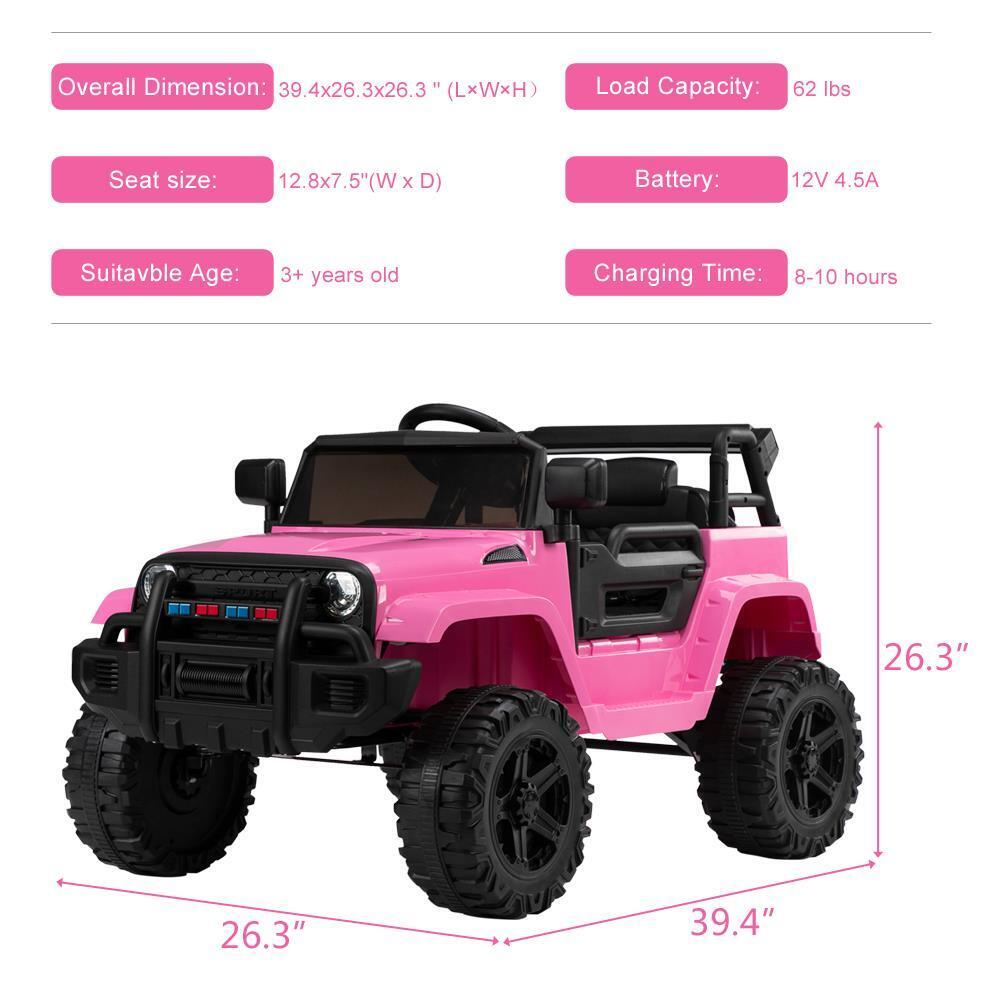 Electric 3-Speed Ride-On Car for Kids with Remote Control - Pink