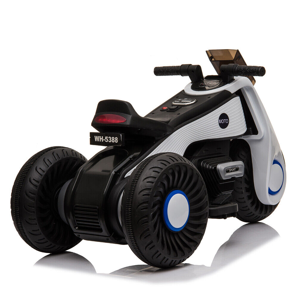 3-Wheel Double Drive Electric Motorcycle for Kids in White