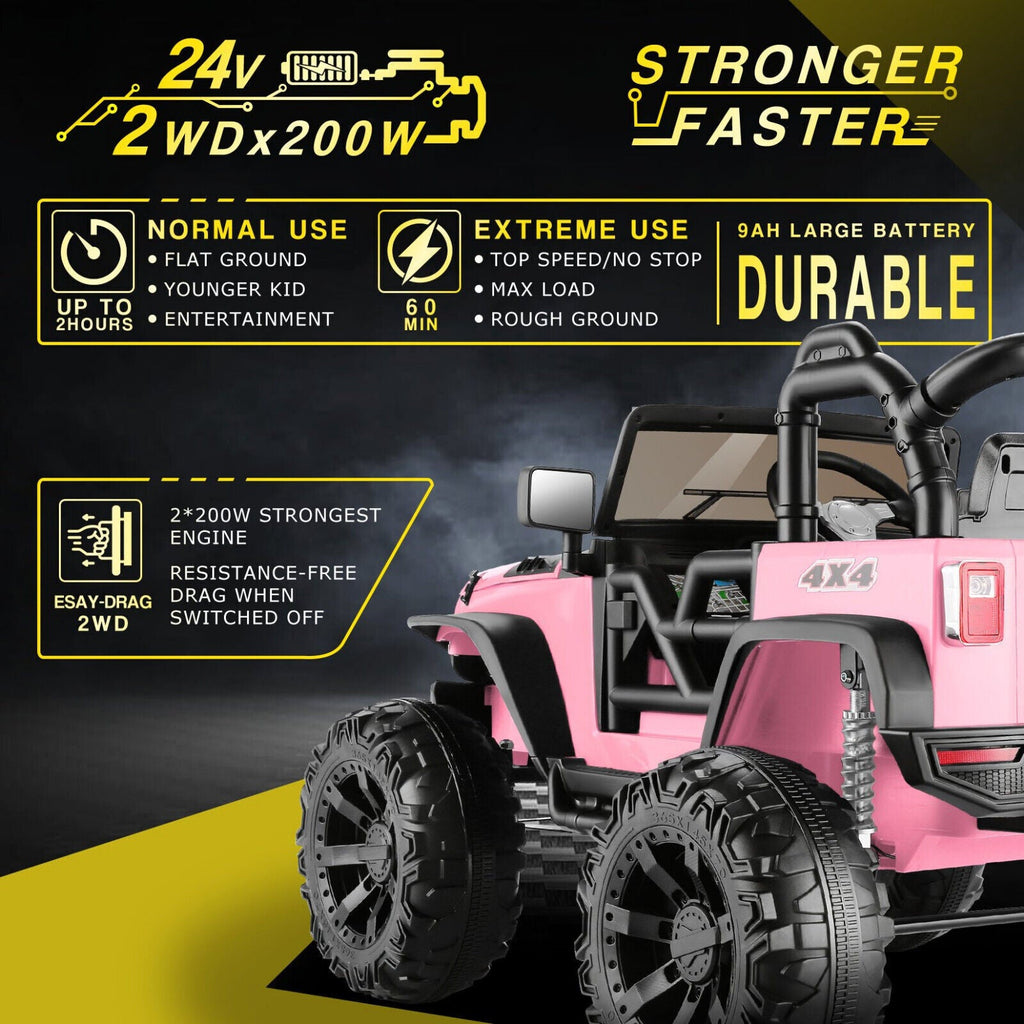 24V Jeep Music Fashion Ride-On Car with Remote Control for Electric Kids