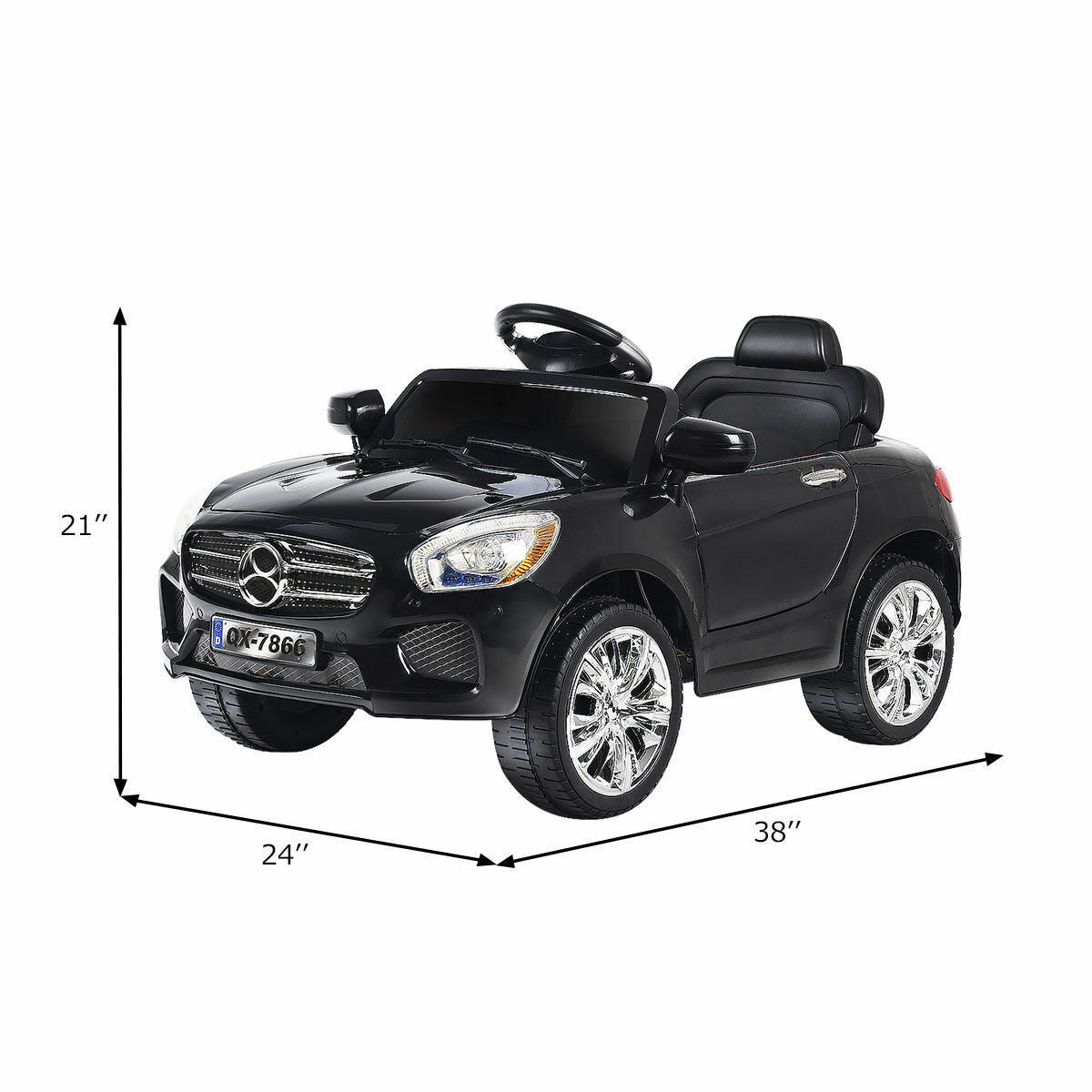 6V Kids Ride On Car with RC Remote Control, Battery Powered Toy with LED Lights