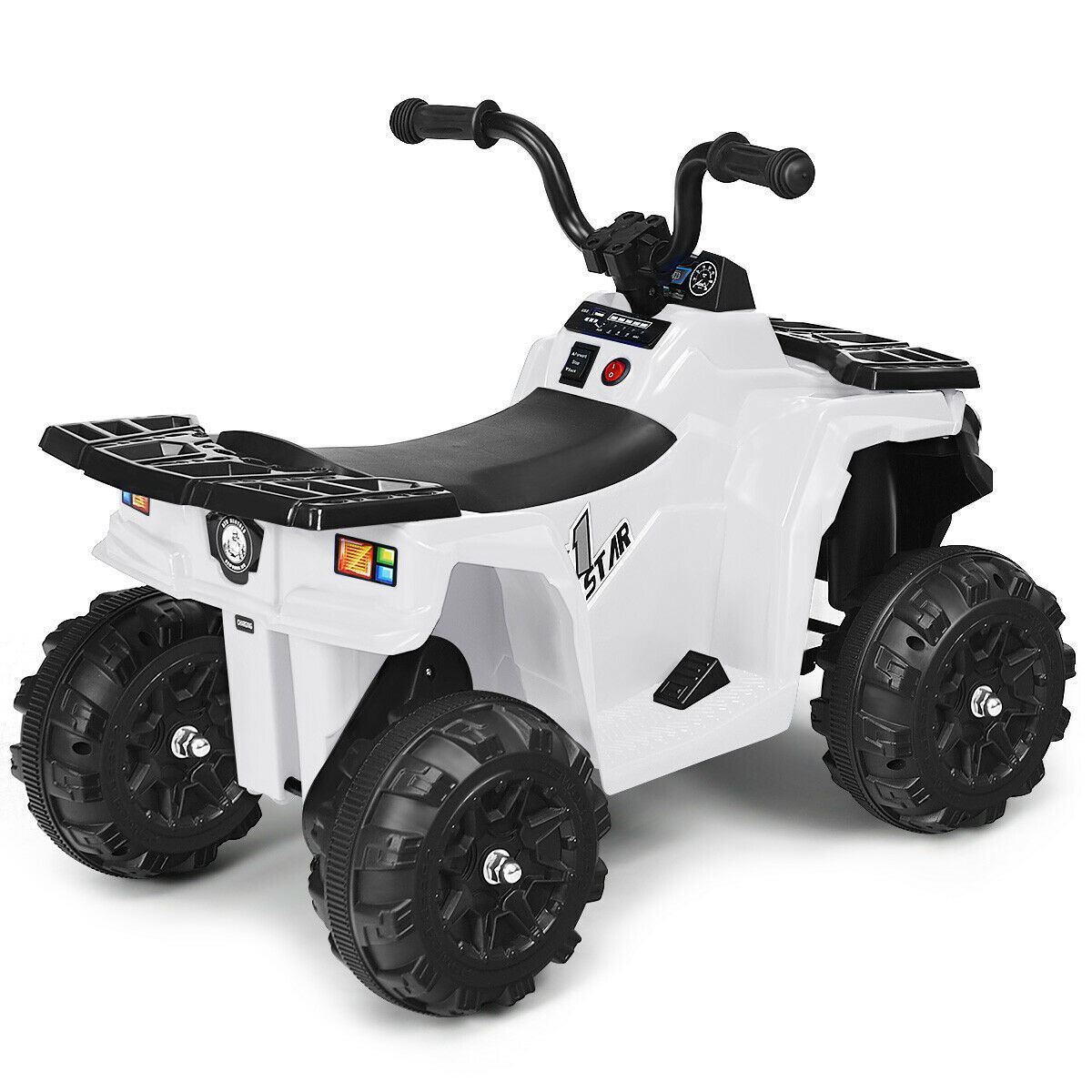 Premium 6V White Electric Ride on ATV for Kids - Powered by Battery