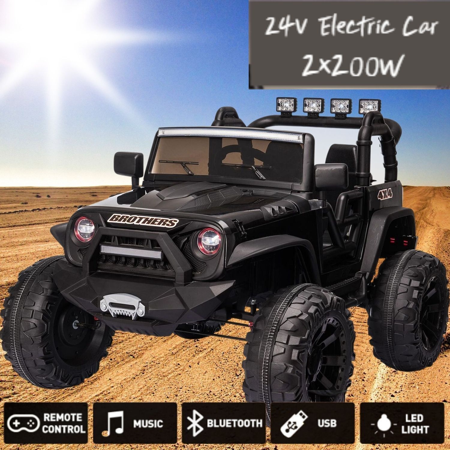 Premium 24V Electric Kids Ride-On Truck with MP3, LED Lights, and Remote Control - 3 Speeds, 2X200W Motors