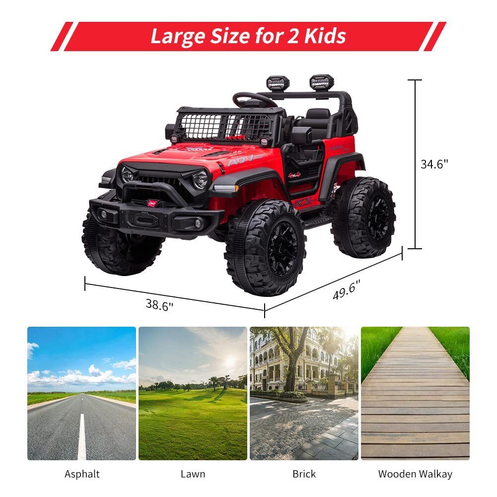Large Seat 2-Seater Ride-On Truck for Kids with Remote Control - Red Color, 24V