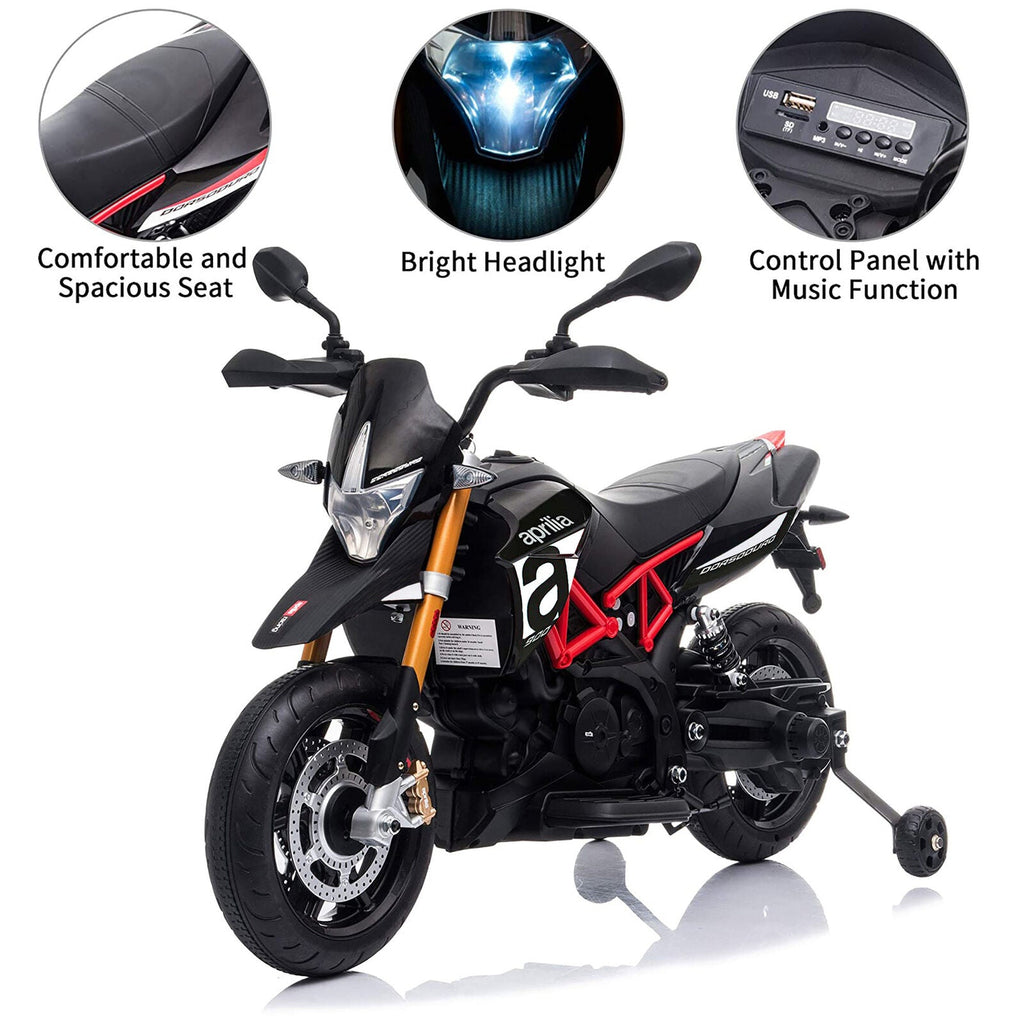 TOBBI Aprilia Motorcycle Ride-On for Kids 3+ Years - Black
