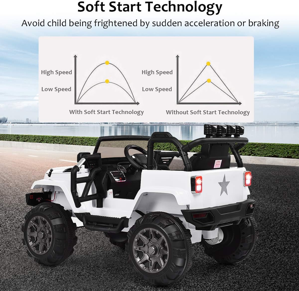 12V Electric Jeep Ride-On Car with Parental Remote Control and MP3 Player for Kids