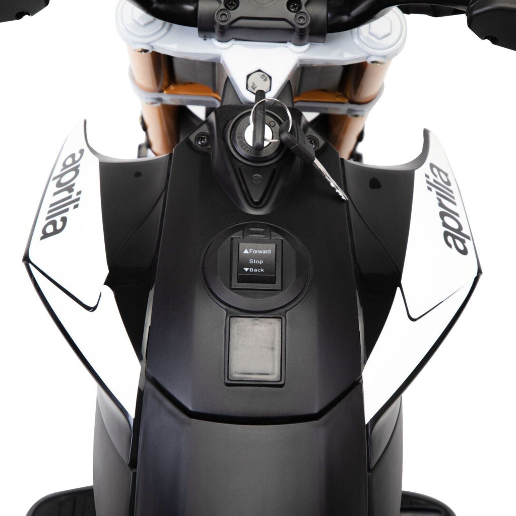 TOBBI 12V Aprilia Licensed Electric Ride-On Motorcycle for Kids with Training Wheels