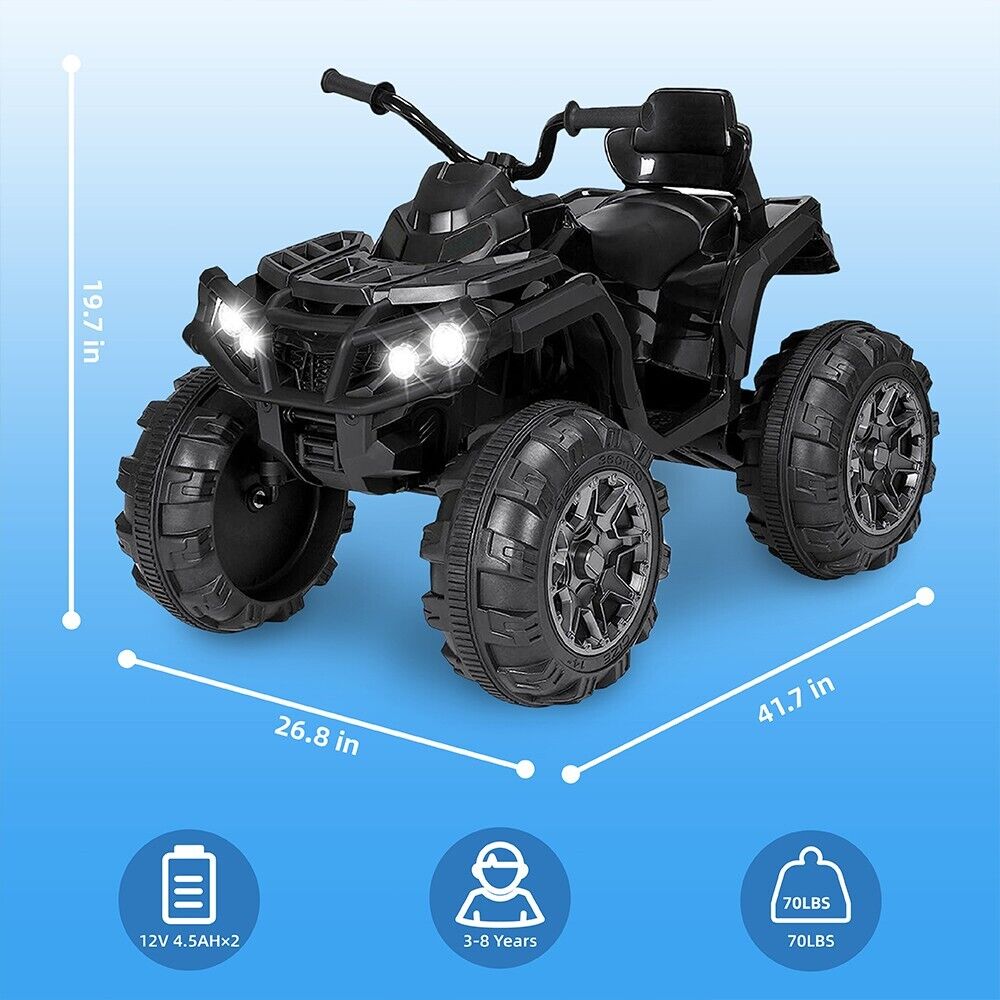 24V Electric ATV Off-Road Quad Car Toy for Kids with 2 Speeds and LED Lights