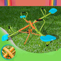 Outdoor Kids Playground Seesaw with Four Seats and 360-Degree Rotating Sturdy Design