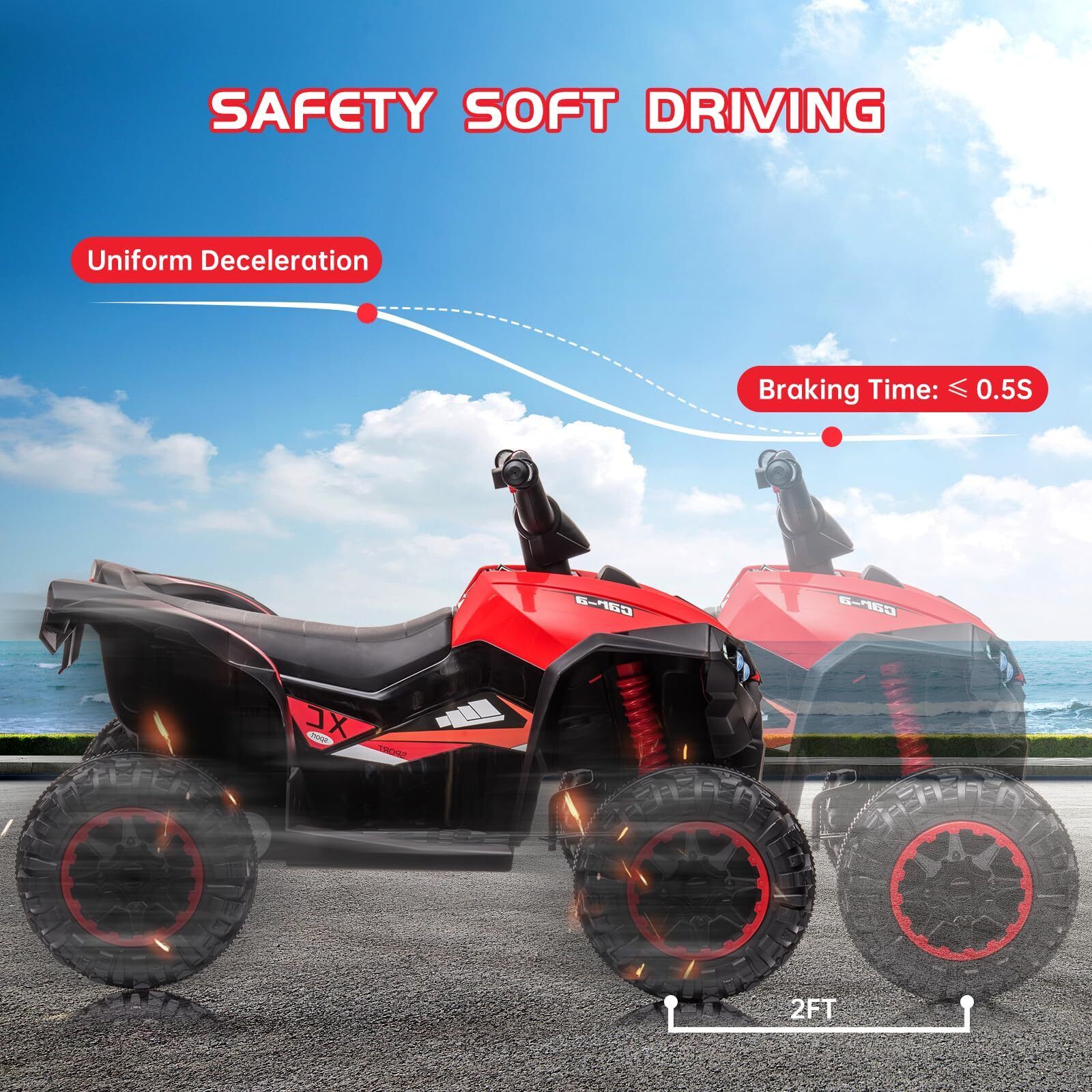 Rev Up the Fun with Our 12V Dual Drive Red Kids ATV Ride-On Car!