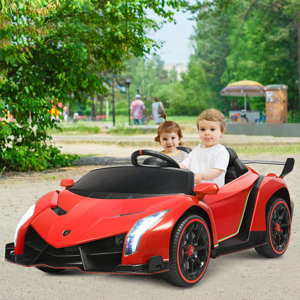 2-Seater Licensed Lamborghini Kids Ride On Car with RC and Swing Function - Red (12V)