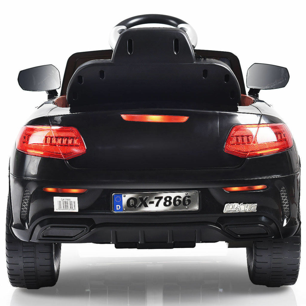 6V Kids Ride On Car with RC Remote Control and LED Lights - Black