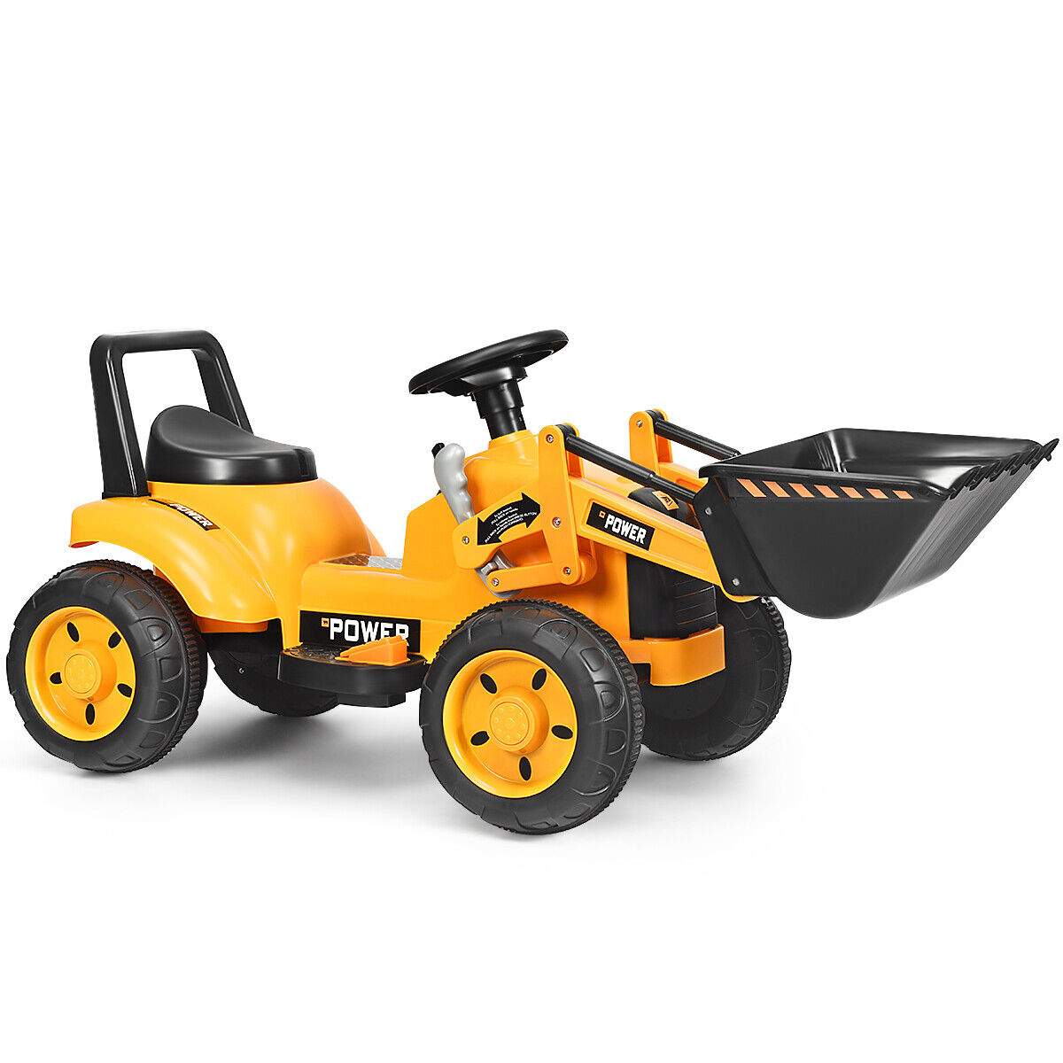 6V Battery Powered Kids Excavator Digger Tractor with Digging Bucket - Yellow