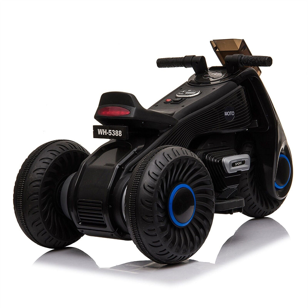Black 3-Wheel Double Drive Electric Motorcycle for Kids
