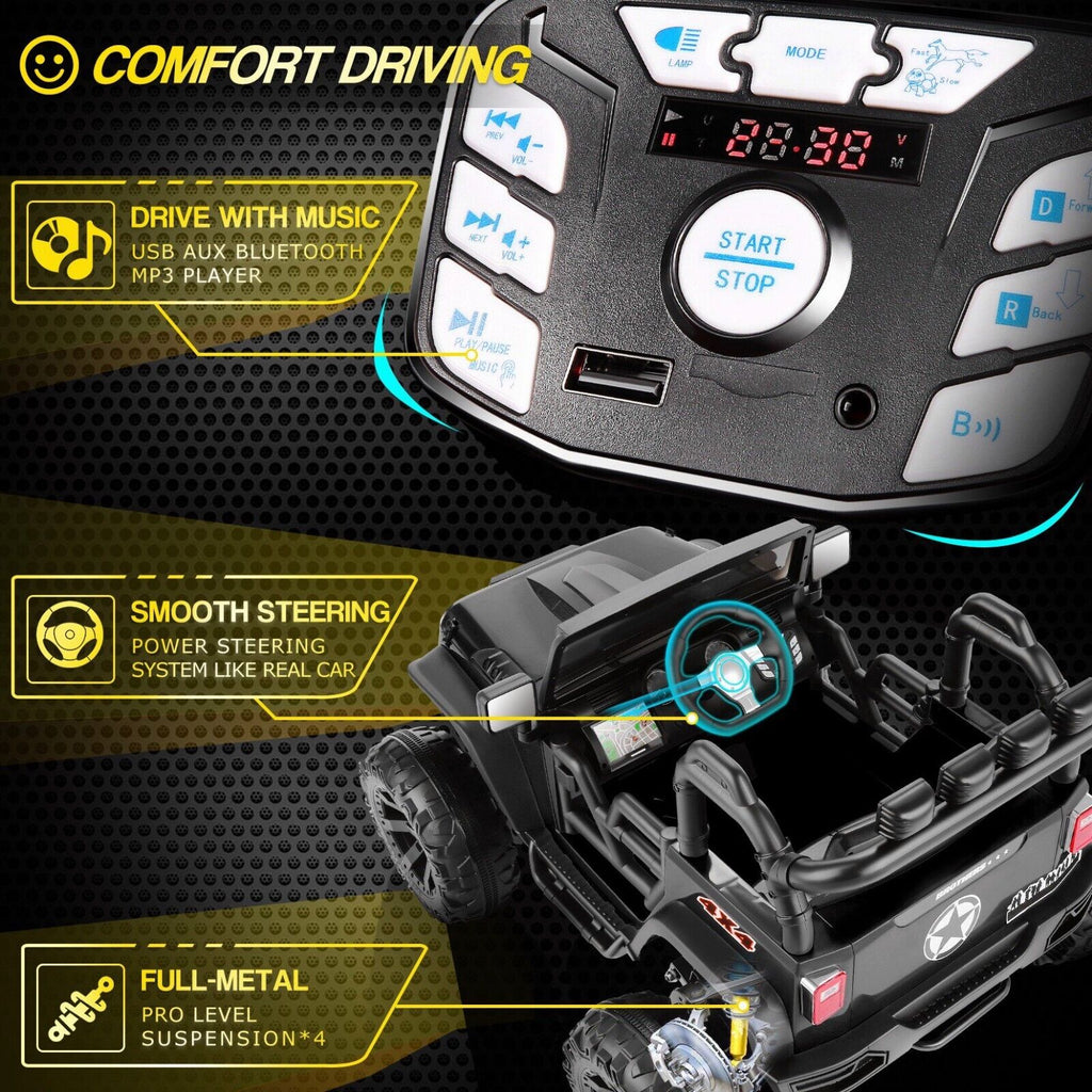 2-Seater 24V Electric Ride-On Truck with MP3 Player and LED Lights for Kids, Remote Control Included
