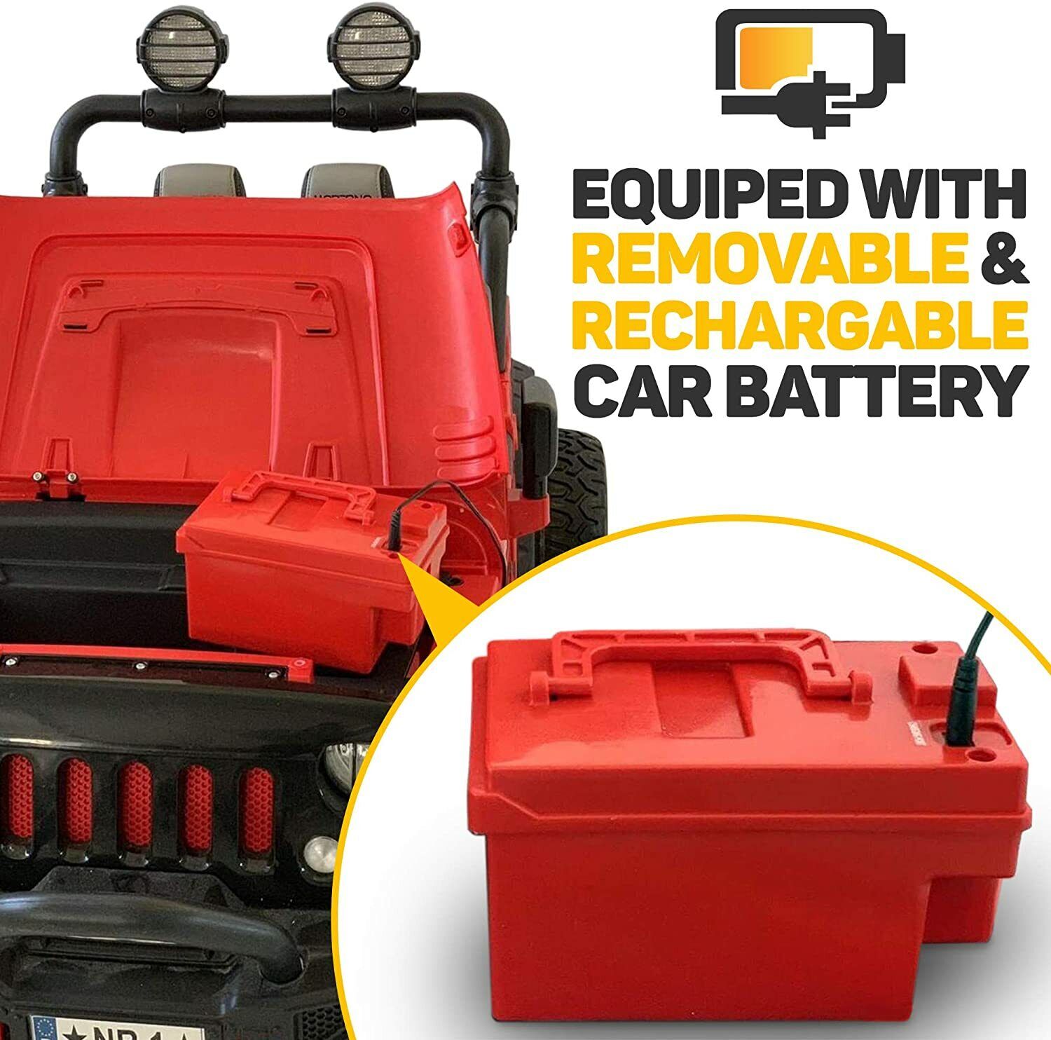 24V Dual-Seater Children's Ride-On Fire Truck Jeep, 2 Strong Motors, Rubber Wheels + Remote Control