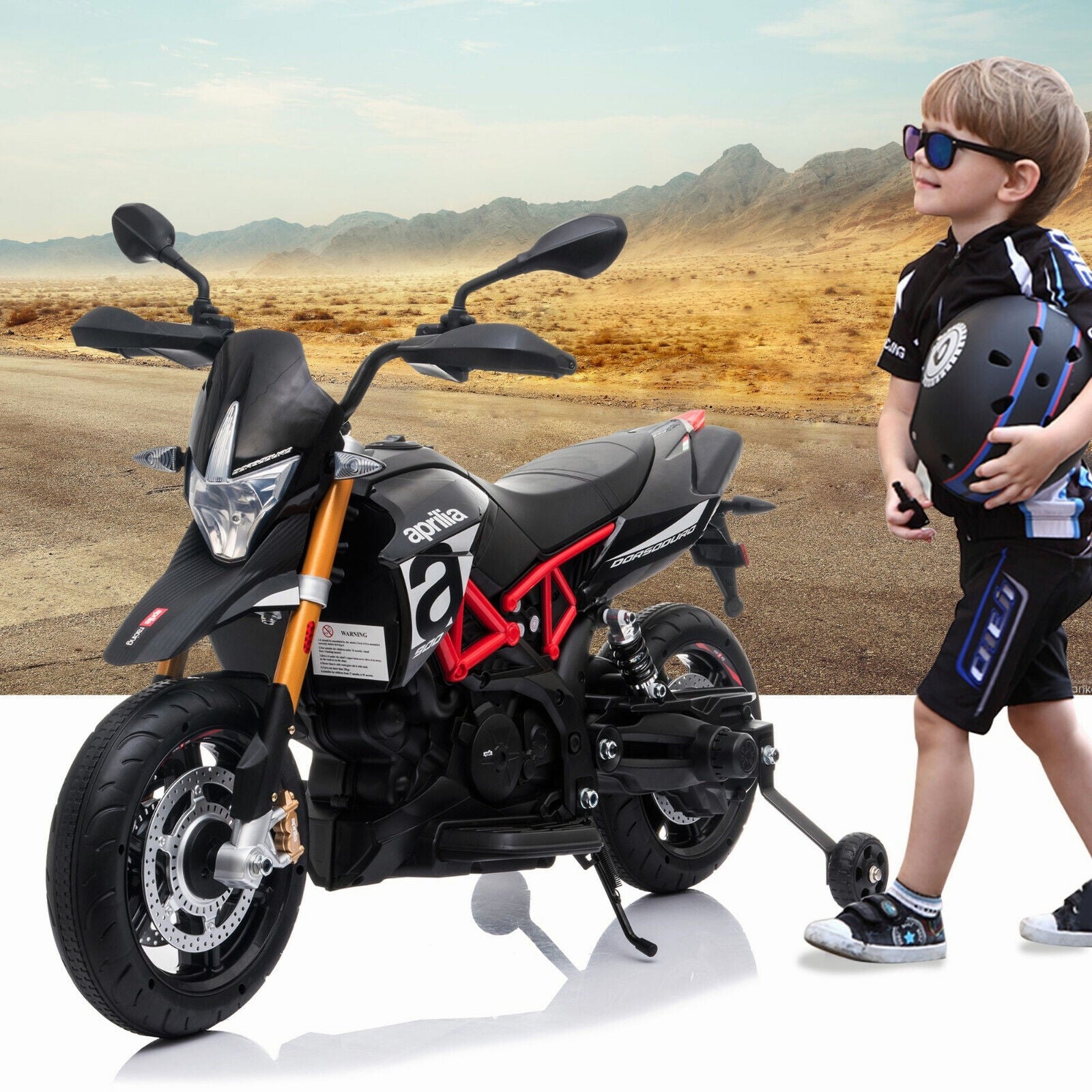 TOBBI 12V Aprilia Licensed Electric Dirt Bike for Kids - Perfect Xmas Gift!