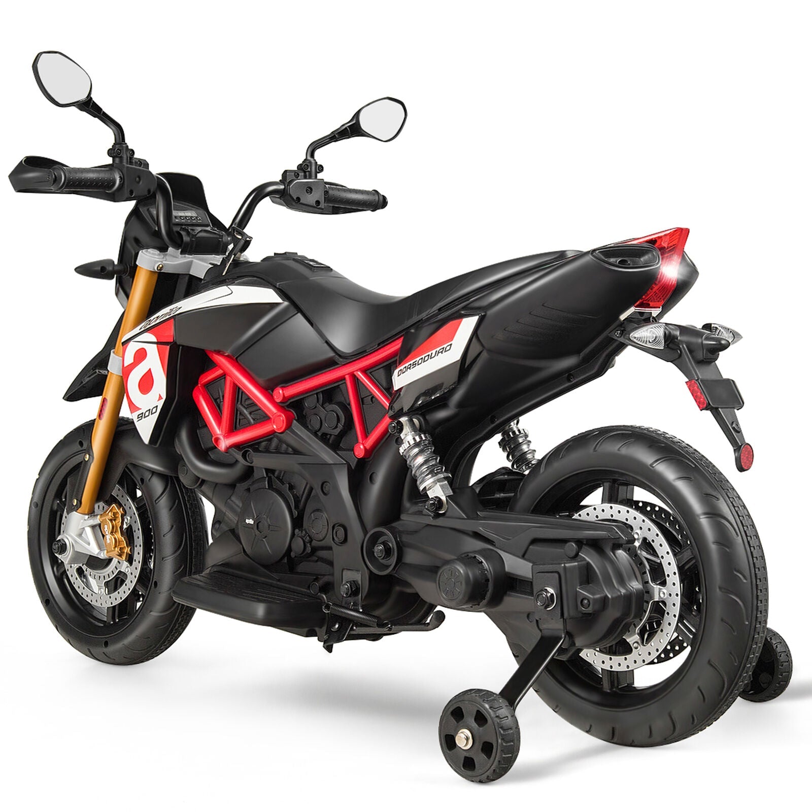 Red 12V Licensed Kids Ride On Motorcycle with Headlight and Training Wheel
