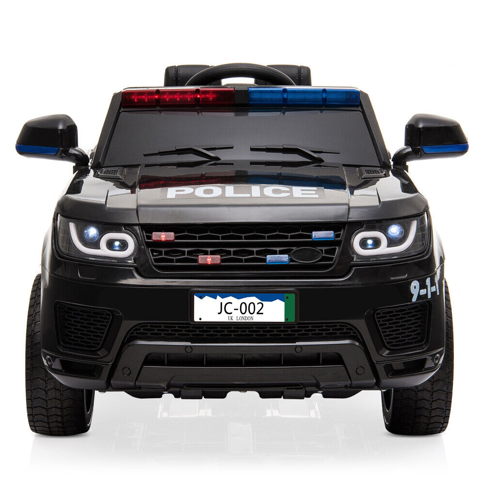 12V Children's Police Ride-On Vehicle Electric Cars with 2.4G Remote Control and LED Flashing Lights U1