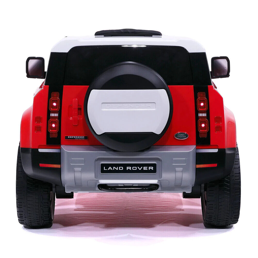 12V Land Rover Defender Kids Ride-On Car with LED Headlights, Leather Seat, MP3 Player, and Remote Control