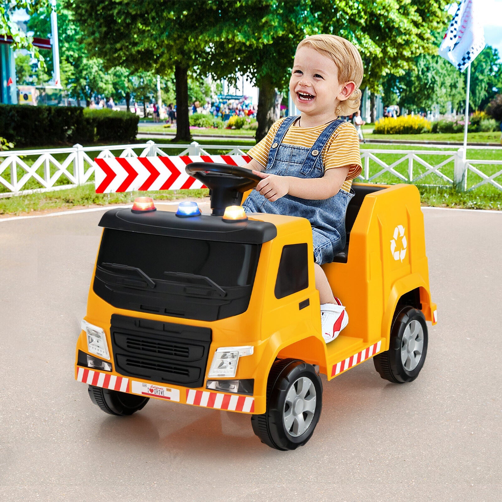 Interactive 12V Electric Recycling Garbage Truck Toy with Remote Control and Accessories